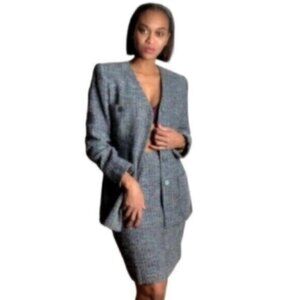 Doncaster Vintage Tweeted Plaid Two Piece Skirt Suit Set